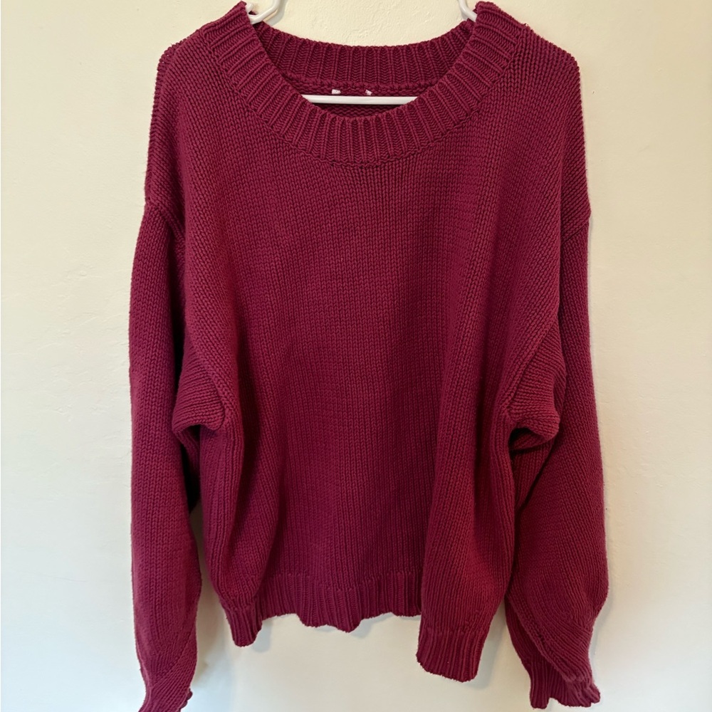 Princess Polly Harmony Balloon Sleeve Knit Sweater Burgund